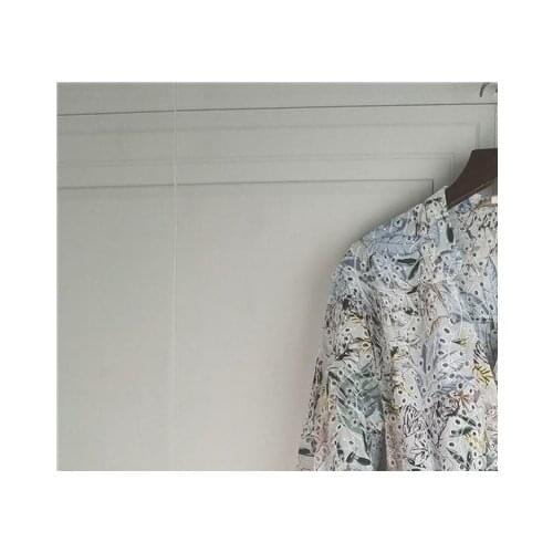 2021 Summer Women Lace Stiching Dress Jungle Print Embroidery V-Neck Lantern Sleeve V-Neck Ladies Short Robe for Holiday