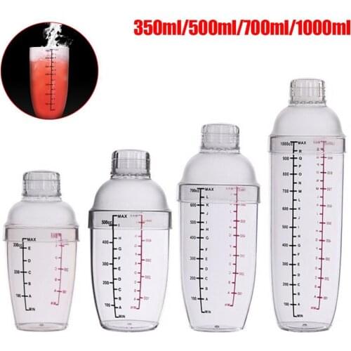 350/500/700/1000ml Transparent Shaker Cup Dual Scale Grams Cocktail Shaker Measuring Cup Kitchen Bar Tool Milk Juice Wine Mixer