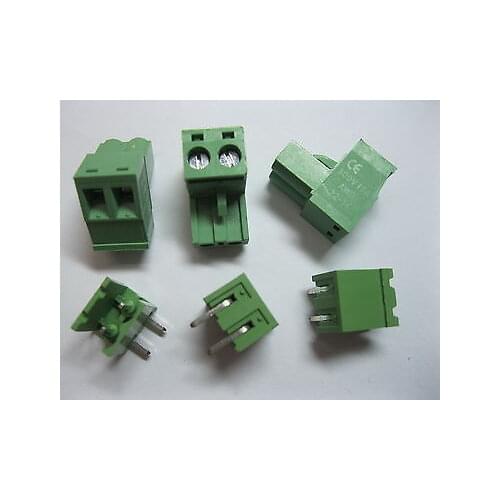 50 pcs 5.08mm Angle 2 pin Screw Terminal Block Connector Pluggable Type Green