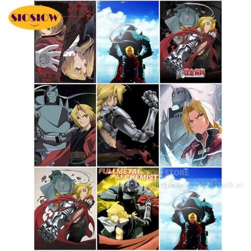 5D Diy Poster Diamond Bead Embroidery Fullmetal Alchemist Edward Alphonse Brother Diamond Painting Cross Stitch Room Decor Home