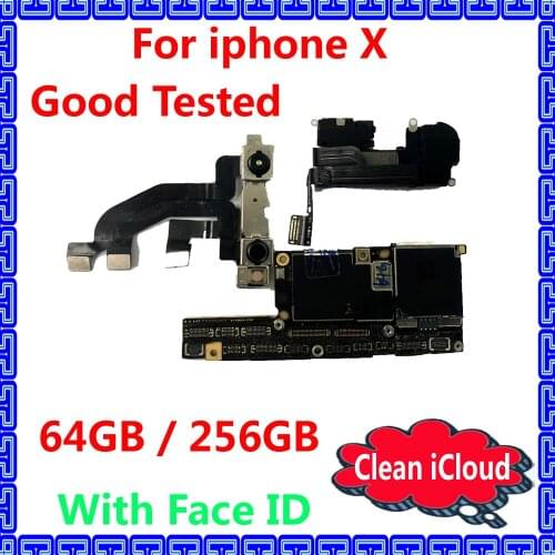 Free iCloud unlocked mainboard for iphone X 64gb 256gb Original motherboard with / without face ID with IOS system logic board