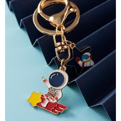 Cartoon Astronaut Space Keychains Cute Anime Pendant Car Keyring for Women Girl Bag Airpods Key Chains Trinket Phone Charm Gift