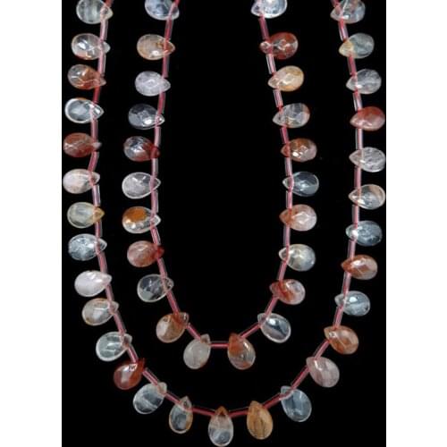 8X12mm Natural Gemstone Quartz Hematoide Long Strand Teardrop Beads Faceted Amethyst Jewelry Making Supplies Energy Crystal Yoga