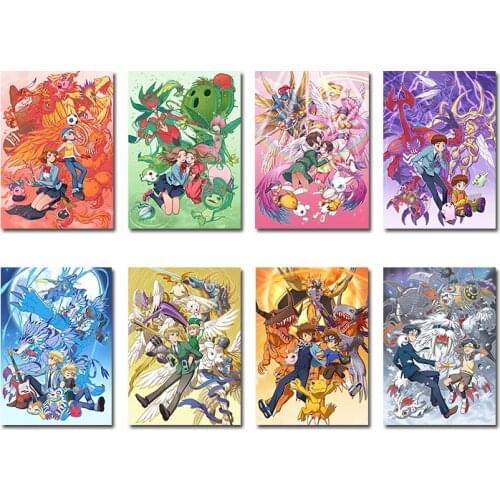 Digimon Adventure Tri Anime Silk Canvas Poster Print 13x20 Inch YagamiTaichi Agumon Pictures For Living Room Decor -7