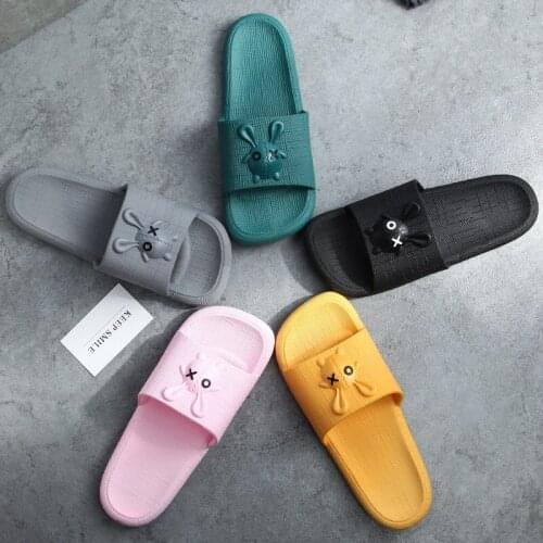 Home Soft Bottom Lovely Rabbit Comfortable Slippers Lovers Bathroom Anti Slip Fashion Slippers Mens Slippers House Slippers