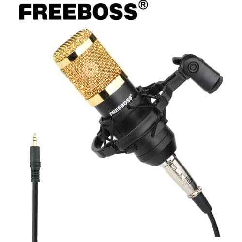 Freeboss BM-800 3.5mm Plug Plastic Shock Mount Professional Game Recording Broadcasting Chat Singing Condenser Microphone