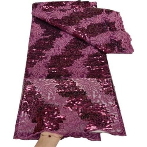 Fuchsia French Lace Fabric With Sequins royal blue African Net Lace Fabric Embroidery Soft Sequined Milk Silk For Wedding