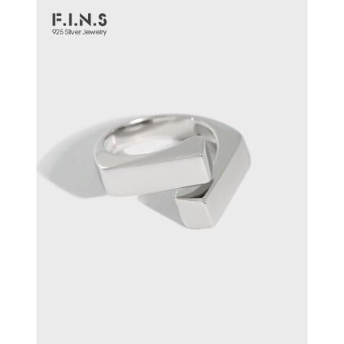 F.I.N.S Simple Crossed Overlap Texture S925 Sterling Silver Ring Glossy Statement Thick Finger Rings for Women Fine Jewelry