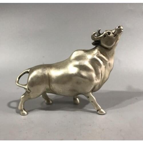 Collection Chinese Carving Wall Street Bronze brass fengshui wealth Fierce Statue Metal crafts family decorations gifts 404G