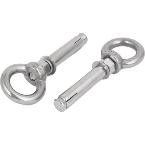 M12x100mm 304 Stainless Steel Ring Lifting Expansion Hook Bolt Screw 2pcs