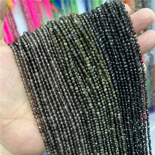 Small Beads Obsidian Beads Faceted Natural Stone Beads 2 3 4mm Obsidian Loose Beads For Jewelry Making Accessories DIY (38CM)