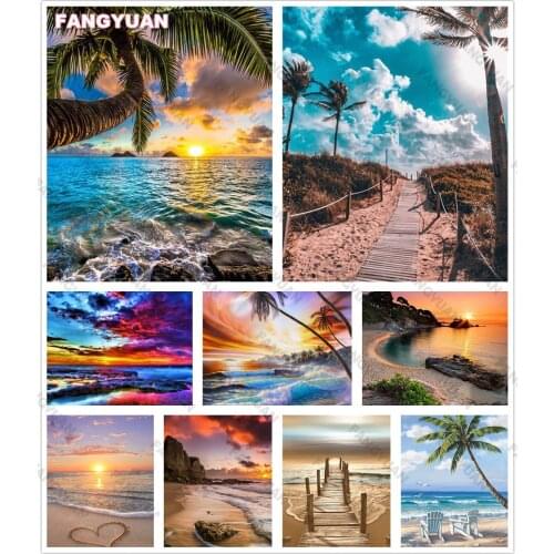 Nature Landscape 5D Diy Diamond Painting Accessories Beach Sea Full Drill Diamond Embroidery Mosaic Cross Stitch Kit Wall Decor