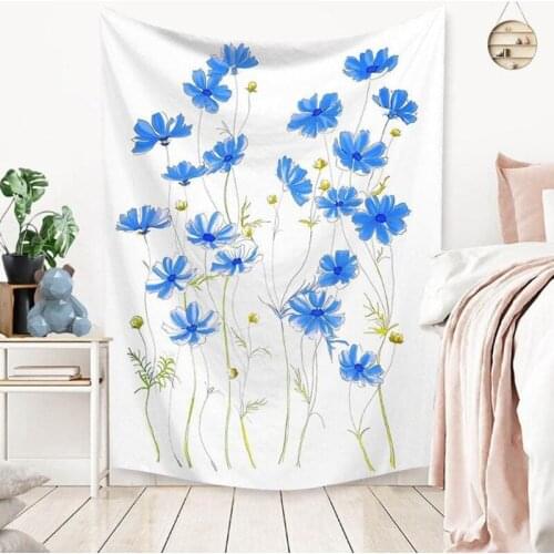 P31B Flower Tapestry Wall Hanging Wildflower Plant Floral Tapestry Hanging Carpet