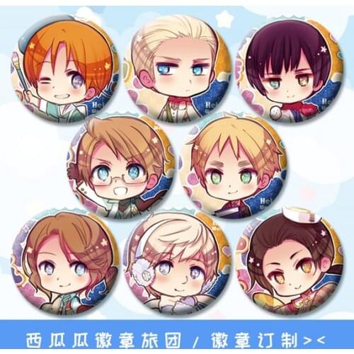 Axis Power Hetalia World Wrinkle Cute Badges Iron Button 58mm Round Brooch