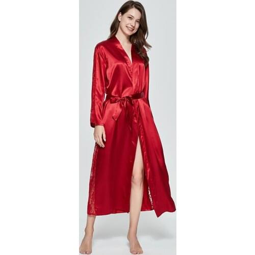 Sexy Hollow Out Red Bride Dressing Bathrobe Gown Rayon Kimono Robe Sets V-Neck Lace Sling Long Skirt Nightdress Loose Home Dress