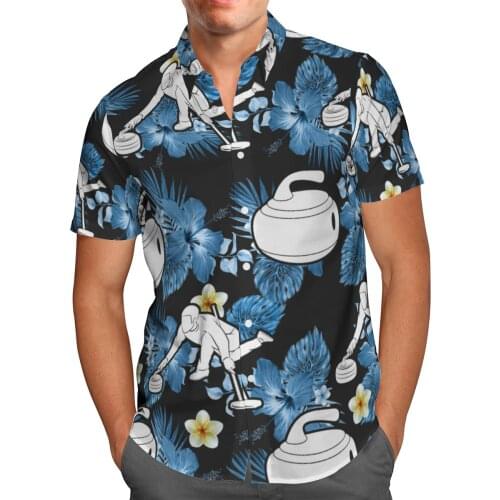 Curling 3D Beach Hawaiian 2021 Summer Mens Shirt Short Sleeve Shirt Streetwear Oversized 5XL Camisa Social Chemise Homme-145