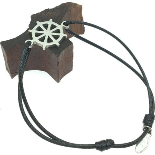 Rudder Stainless Steel Charm Good Luck Bracelet Rudder Pendant Adjustable String Wish Bracelet For Men Women