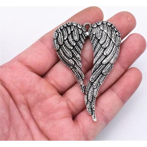 2pcs 68x47mm Antique Silver Plated Wings Charm Making DIY Handmade Jewelry