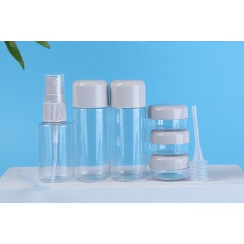 8pcs Portable Refillable Bottle Travel Container Spray Bottle Pressure Spray Atomizer Water Face Cream Box Stick Set TXTB1