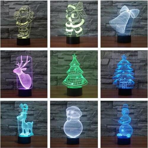 Christmas Snowman 3d Desk Lamp 7 color change Table Lamps For Living Room Lactation Childrens room decoration 3D nightlight