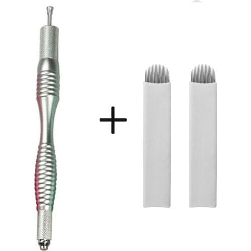 Manual Tattoo Pen 2 Head Microblading Embroidery Eyebrow Eyeline Lip Professional Permanent Makeup Microblading Tattoo Pen