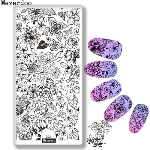 Flowers Leaf Pattern Nail Stamping Plates Butterfly Image Stamping Printing Nail Art Templates DIY Manicure Stamp Tools 12*6cm