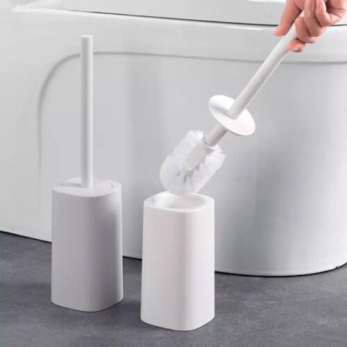 Household Toilet Brush with Base Long Handle Cleaning Brushes No Dead Angle Soft Bristle Brush Scrubber Bathroom Wc Accessories