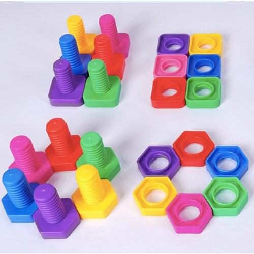Montessori Screw Building Blocks 3D Puzzle Game Scale Models Education Plastic Nut Shape Toys for Boy and Girl Baby