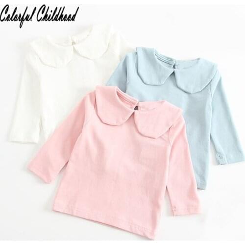0-3 Yrs Candy Colors Baby Girl Bottoming Top Cotton Long-sleeved Spring Autumn Infant Lapel T-shirt Blouse Children Clothes