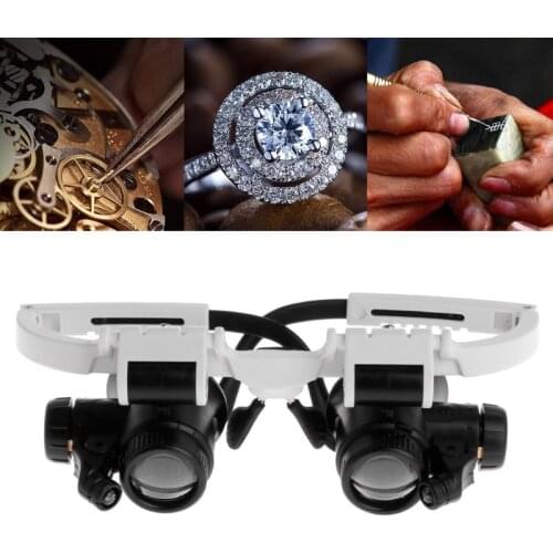Headband Glasses Magnifier Magnifying Glass With LED Lights 8X 15X 23X Illuminated Magnifier Loupe Watch Repair Lamp