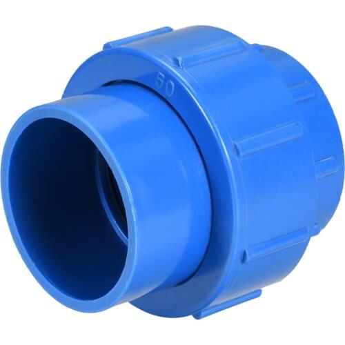 Uxcell 50mm x 50mm PVC Pipe Fitting Union Solvent Socket Quick Connector Blue