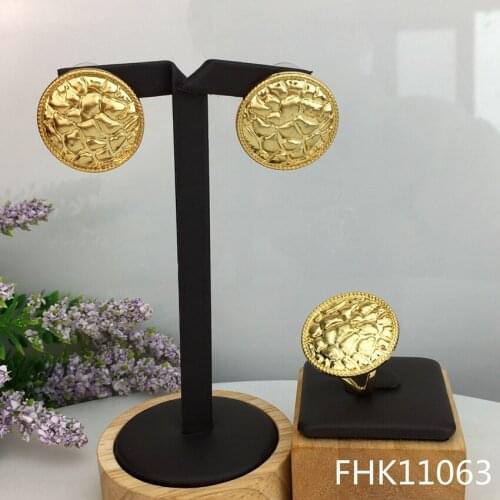 Yuminglai Russian Elegant Simple Design Luxury African Jewelry Sets Earrings and Ring FHK11063