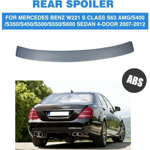 Rear Roof Spoiler Window Wing for Mercedes Benz S CLass W221 S63 AMG Sedan 4-Door 2007-2012 ABS UNpainted Grey