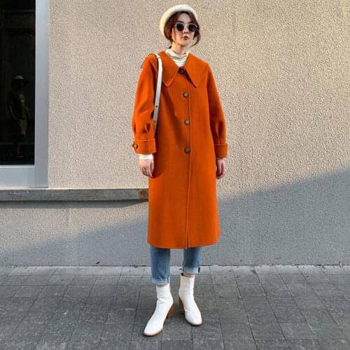 Women 2021 Autumn Winter Fashion Long Sleeve Wool Coat Female Cashmere Coats New Elegant Ladies Chic Casual Warm Overcoats A319
