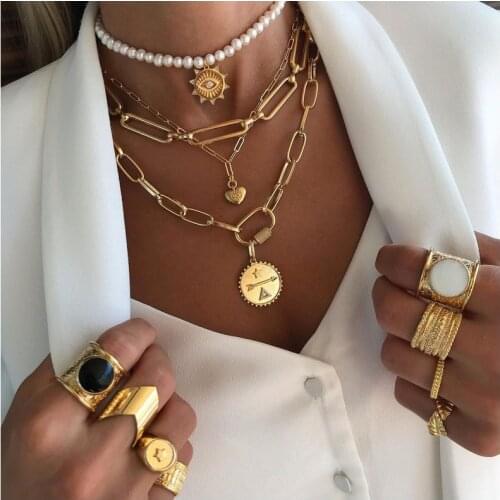 Vintage fresh natural pearl chokers chain necklace set jewelry for women Baroque Irregular Pearl coin 2021 Multilayer necklace