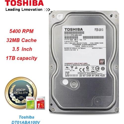 Toshiba 1T Hard Drive Disk Surveillance video recorder DT01ABA100V SATA 5400RPM 32MB Cache 3.5" Internal HDD for Desktop PC
