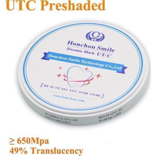 1 Piece 98*14mm Dental UT Preshaded Anterior Dental Zirconia Block for Open Cadcam System