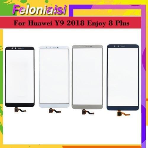 10Pcs/lot Touchscreen For Huawei Y9 2018 Enjoy 8 Plus Touch Screen Panel Sensor Digitizer Front Glass Outer Lens 5.93"
