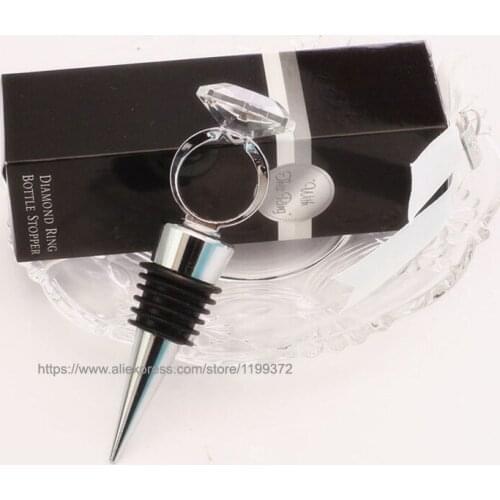 500pcs Crystal Diamond Ring Wine Bottle Stopper Stoppers Engagement Party Wedding Favors Bridal Shower Gift