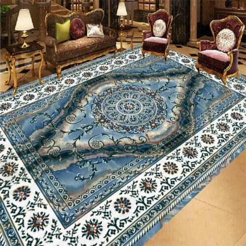 3D flooring stickers custom blue tile flooring waterproof self-adhesive wear non-slip wallpaper 3d floor