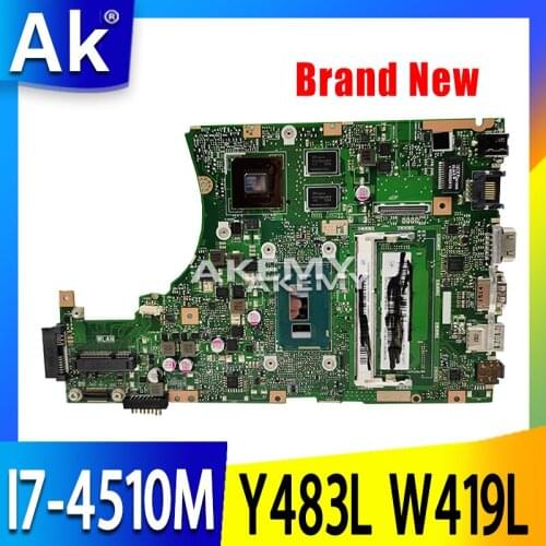 AK X455LD Laptop motherboard GT820M i7-4510M For Asus X455LJ X455 Y483L W419L W409L Test mainboard X455LD motherboard test ok