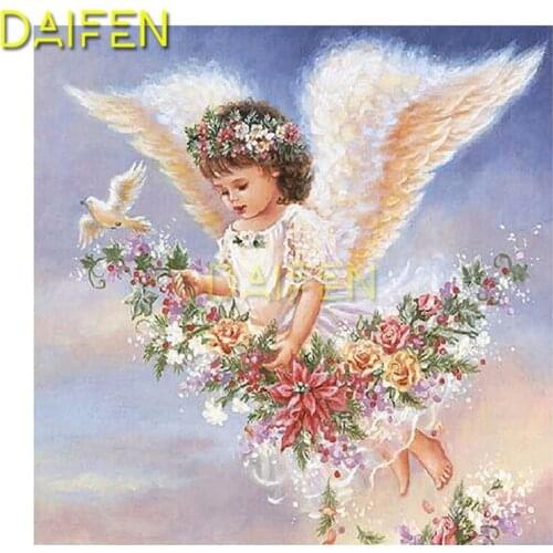 5D DIY Diamond painting Full Square Diamond embroidery Cross stitch baby angle wings pigeon flower Full Round Diamond mosaic