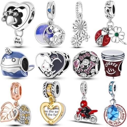 Design New 925 Sterling Silver Travel Charms Passport Plane Little Girl Coffee Cup Beads fit Original Bracelet DIY Jewelry Gift