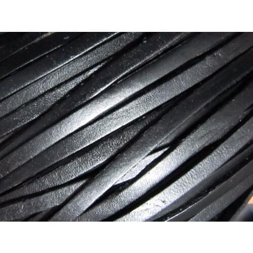 5x2mm Black Genuine leather cord Flat leather cord leather wrap strip