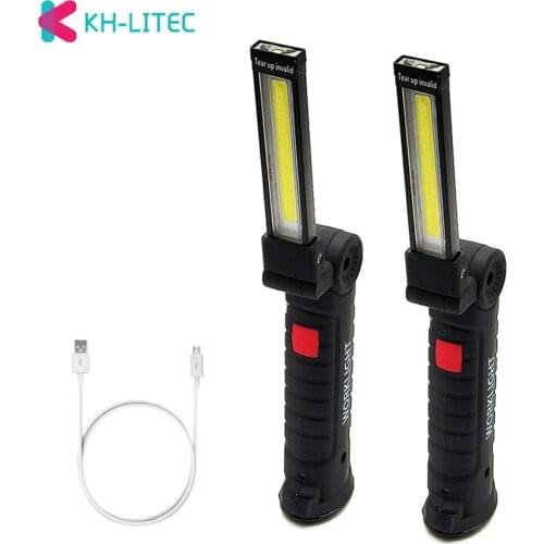 COB LED Work Light USB Rechargeable Work Lights with Magnetic 5 Modes LED Flashlight Inspection Lamp for Car Repair Camping