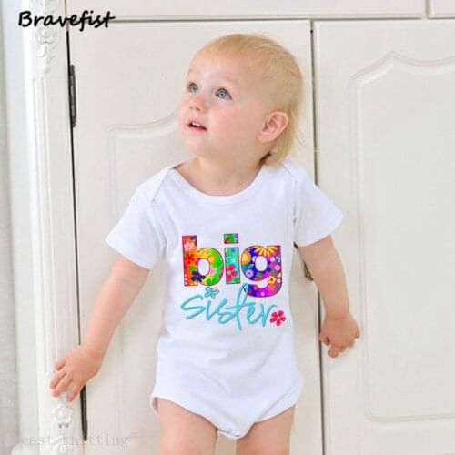 Summer Baby Bodysuits Floral Big Sister Newborn Onesie 0-24Months Short Sleeve Summer Children Girls Clothes Infant Jumpsuits