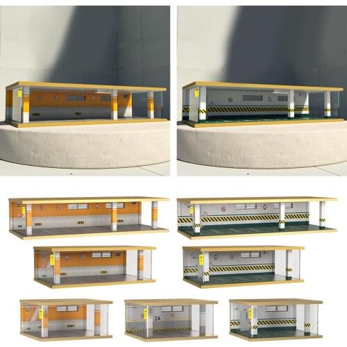 Diorama 1:32 Parking Lot Scene Garage Display Cabinet Simulation Decor