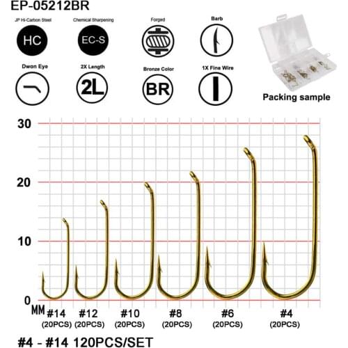 Eupheng Dry Adult Stoneflies And Caddis Flies Largest Mayfly Duns Fly Fishing Hooks Bronze Color 120pcs EP-TMC5212