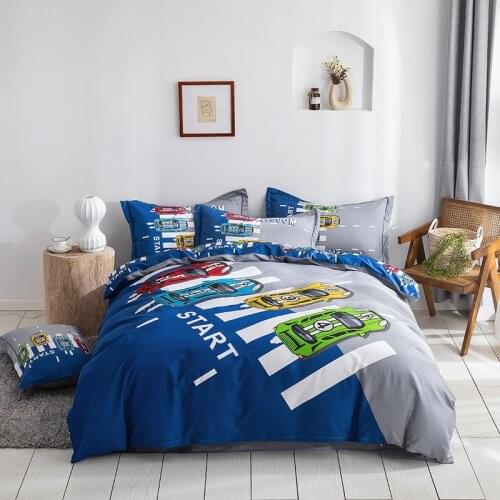 100% cotton racing Bedding Sets twin queen king3/4pcs cartoon Bed Linen Duvet Cover Bed Sheet/fitted sheet Pillowcases Cover Set