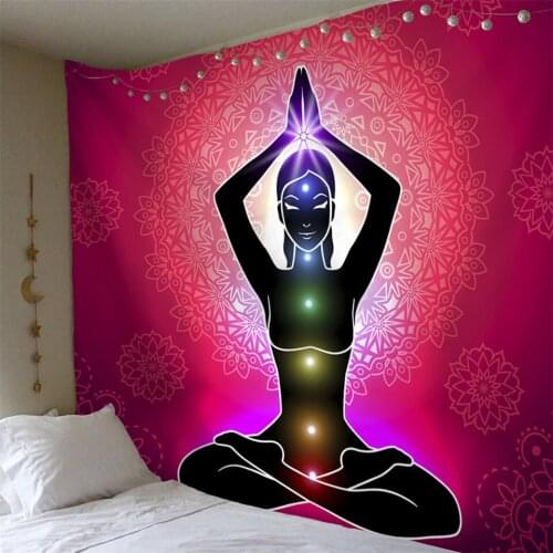 Hippie Psychedelic Chakra Tapestry Mandala Wall Hanging Indian Buddha Art Wall Carpet Blanket Yoga Mat Bohemian Polyester Fabric
